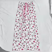 Hello Kitty Pajama Pants – Cute Cartoon Couple Sleepwear in Pink, Rose Red & White