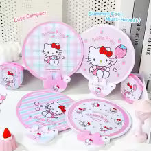 Hello Kitty Foldable Hand Fan – Kawaii Portable Sunshade Fan with Photo Fill Light