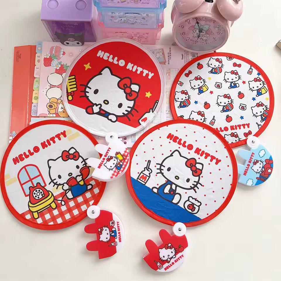 Hello Kitty Foldable Hand Fan – Kawaii Portable Sunshade Fan with Photo Fill Light