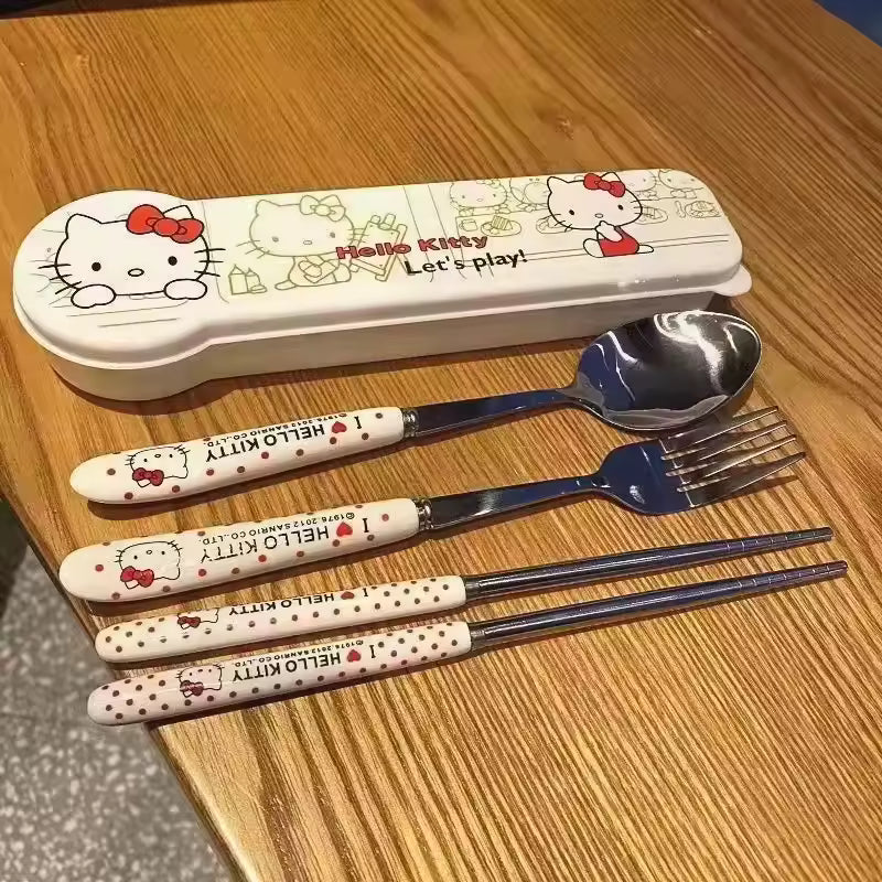 Hello Kitty Stainless Steel Chopsticks & Spoon Set – Cute Portable Lunch Tableware