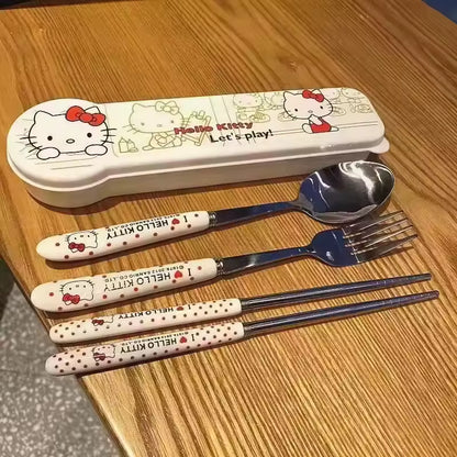 Hello Kitty Stainless Steel Chopsticks & Spoon Set – Cute Portable Lunch Tableware