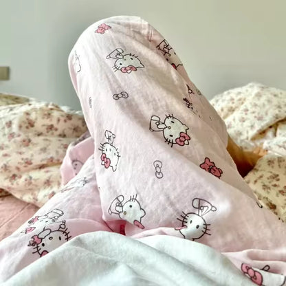Hello Kitty Summer Sleeping Pants for Women – Loose High-Waist Pajama Pants