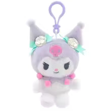 Floral Hello Kitty & Cinnamoroll Plush Keychain – Soft Fluffy Doll Bag Charm Gift