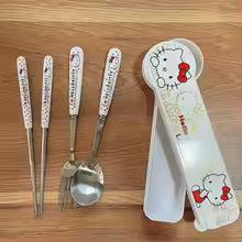 Hello Kitty Stainless Steel Chopsticks & Spoon Set – Cute Portable Lunch Tableware