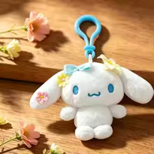 Floral Hello Kitty & Cinnamoroll Plush Keychain – Soft Fluffy Doll Bag Charm Gift