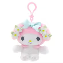 Floral Hello Kitty & Cinnamoroll Plush Keychain – Soft Fluffy Doll Bag Charm Gift